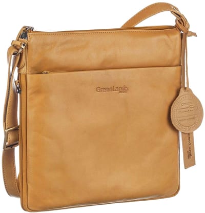 GreenLand Nature Leren Schoudertas Crossbody Bag Safran Mosterdgeel