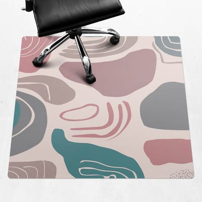 Wallfluent - Vloerbeschermer Abstracte Vormen - 100x100 cm - Roze Bureaustoel Vloerbeschermer - Vierkant - Motif Vloerbeschermer-Stoel Mat-Werkplekdecoraties - Boho-patroon