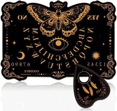 Houten Ouijaboard - Planchette Pendelbord - Metafysische Berichten - Mystiek Design - 30 x 21 cm - Zwart