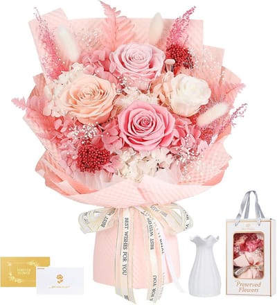 Eeuwige Roos met Glas, Cadeau voor Vrouwen en Moeders | Verjaardag Valentijnsdag Moederdag Geschenk