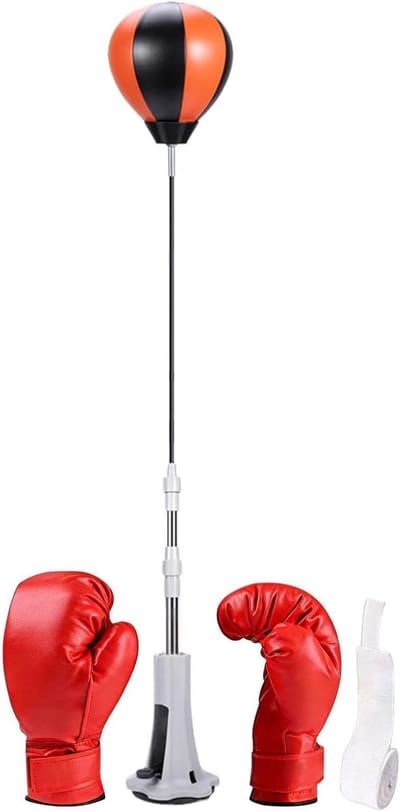 Boksbal met standaard - Staande boksbal - Fitness training - Zuignap basis - 100-150 cm - Zwart