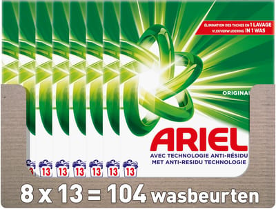 Ariel Snel Oplosbaar Waspoeder Original - 8 x 13 Wasbeurten - 8 x 715 gram