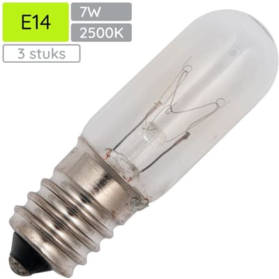 Signaallamp E14 60V 7W - 116 mAh - 3 stuks - T16 Gloeilamp Ø16mm - 54mm - 2500K - Dimbaar