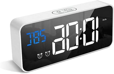 Digitale Wekker - Spiegel Alarm - Wakker Worden - Groot LED Display - 5.7 Inch Scherm - Zwart