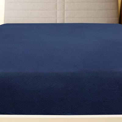 vidaXL Hoeslaken jersey 90x200 cm katoen marineblauw
