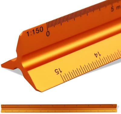 30cm Driehoeks Liniaal van Metaal voor Architecten en Ingenieurs - Nauwkeurige Schalen