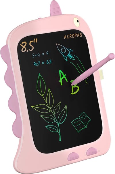 ACROPAQ Tekentablet kinderen – 8,5 inch Roze Dinosaurus – Teken tablet met scherm – LCD tekentablet voor tekenen & kleuren – Tekenbord kind
