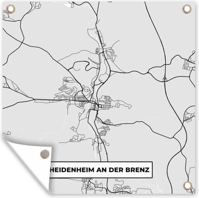 Tuin poster Duitsland - Kaart - Stadskaart - Heidenheim An Der Brenz - Plattegrond - 200x200 cm - Tuindoek