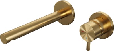Brauer Gold Edition inbouw wastafelmengkraan met rechte uitloop en rozetten model B1 goud geborsteld PVD