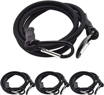 Set van 4 Spanningslijnen met Rubber Tensioners voor Bagage, Inclusief Carabiner en Stretch Rubber Touw