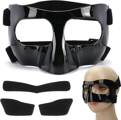 Sportmasker voor volwassenen, geschikt voor basketbal, voetbal en andere sportactiviteiten, zwart, ademend en comfortabel