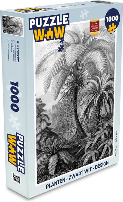 Puzzel Planten - Zwart wit - Design - Illustratie - Botanisch - Legpuzzel - Puzzel 1000 stukjes volwassenen