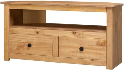 Hoek TV Kast - TV Meubel Hoek - Opbergen Woonkamer - Massief Grenenhout - 93x49x49 cm - Natuurlijke houtkleur