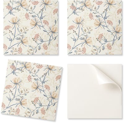 Set PVC-tegels met patroon voor de woonkamer, zelfklevend bloemenpatroon op de achtergrond, 20x20x20 cm