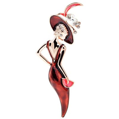 Wijnrode Kleur Sexy Dames Broches Voor Vrouwen Emaille Speldjes Draag Grote Hoed Feest Meisje Mode Sieraden Schattig Nieuw black