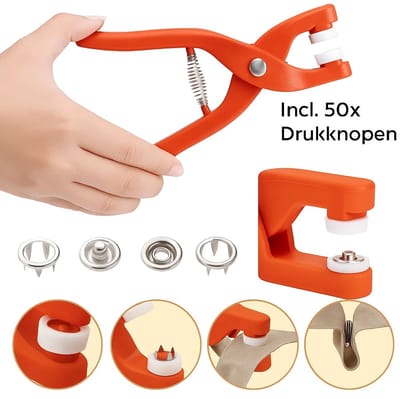 50-Delige Drukknoopset Incl. Tang I Knopen Vervangen naaivrij I Knopen Aanbrengen I Voor Kleding, Hoeden & Tassen