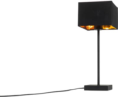 QAZQA vt - Moderne Tafellamp met kap - 1 lichts - H 44 cm - Zwart Goud - Woonkamer | Slaapkamer | Keuken