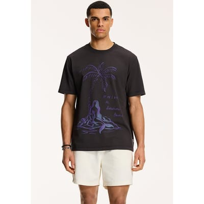 Shiwi Men Mermaid T-shirt Dusty Anthracite Grey Size: S | Printed T-Shirts Outlet | Heren | Zwart