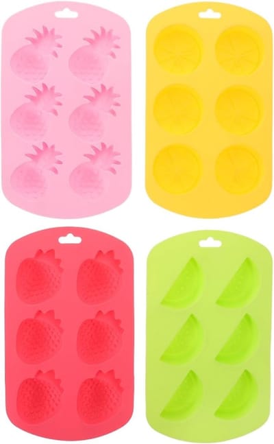 4 Stuks Aardbeienbakvormen - Siliconen Bakvormen voor Ananas, Watermeloen en Chocolade Snoep - Ideaal voor Zomer Fruit IJs en Bakken