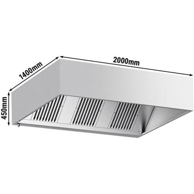 GGM Gastro Kastenhaube - 2000mm - mit Filter & Lampe Zilver