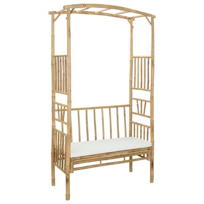 vidaXL Tuinboog met Bank Crèmewit 115 x 50 x 205 cm Bamboe