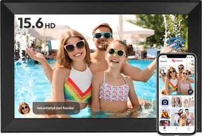 Digitale fotolijst met WiFi en Frameo App - 15.6 inch HD+ IPS Display - Fotokader met Touchscreen - 32GB - Zwart - frameo digitale fotolijst - digitale fotokader - digitaal fotolijstje