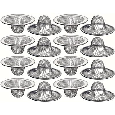 16 STUKS Roestvrijstalen Gootsteenzeefjes Afvoerbeschermer, Badkamer Gootsteen Afvoerfilter, Keuken Gootsteen Haarvanger, Essentiële Huishoudelijke Accessoire 16 pieces gray