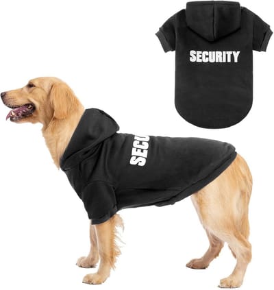 Warme Fleece Honden Hoodie met Patroon en Handig Leiriemgat - Zwart