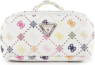 GUESS cosmetische tas Silia LRG Cosmetic Travel Bag Multi Logo wit