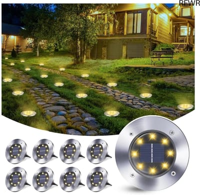 RFWR® 8 stuks solarlampen voor tuin en buiten, IP65 waterdicht, energiezuinige led-spots