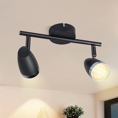 NETTLIFE Opbouwspot LED - 2-Lichts - zwart - L 25cm - Vintage Plafondlamp - draaibar 350° Plafondspot - voor Keuken | Hal | Woonkamer - 8W