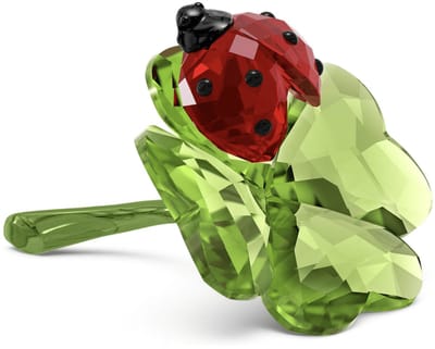 Swarovski beeldje Lieveheersbeestje en klavertje vier 5666852 | decoratief kristallen beeldje, Idyllia stijl, meerkleurig