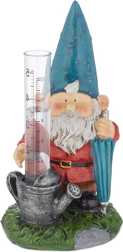Regenmeter weerbestendig tuinkabouter analoge pluviometer - tuindecoratie kleurrijk