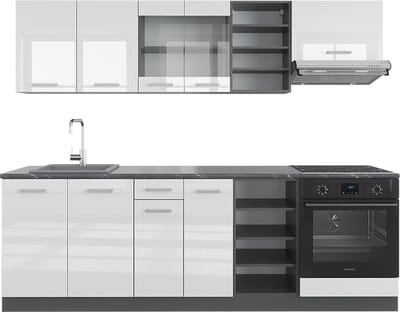 Vicco R-Line Complete keukeneenheid – 240 cm zonder werkblad Wit hoogglans/antraciet