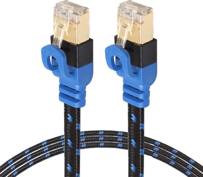 By Qubix internetkabel - 0.5 REXLIS cat 7 Ultra dunne Flat Ethernet netwerk LAN kabel (10.000Mbps) - Zwart / Blauw - UTP kabel - RJ45 - UTP kabel