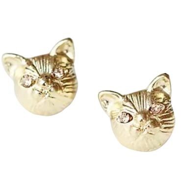 Oorbellen- Goudkleurig- poesje- Strass-Charme Bijoux