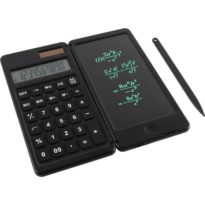 Wetenschappelijke rekenmachine met 6 inch schrijfbord en pen Dual Power, werkt op zonne-energie en batterijen Ordinary zwart