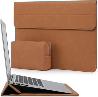 Laptop Sleeve Bag voor 13.3-14 Inch Laptops met Standfunctie - Geschikt voor MacBook Pro, Air en Surface Laptop - Bruin, Bescherming en Stijl