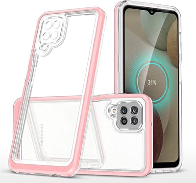 Hoesje Geschikt Voor Samsung Galaxy A12 5G hoesje Transparant backcover met bumper case – Roze – oTronica