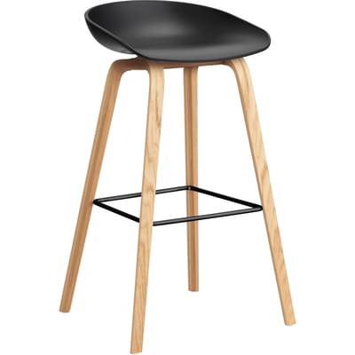 HAY About a Stool AAS 32 - kunststofglijders - Zithoogte 75 cm - voetbank zwart - lak op waterbasis - black 2.0