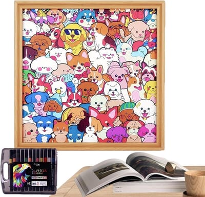 Houten Puzzel Hond - Fotolijst Puzzel - Huisdecoratie Kleuren - Gladde Randen - 31 x 31 cm - Niet van toepassing
