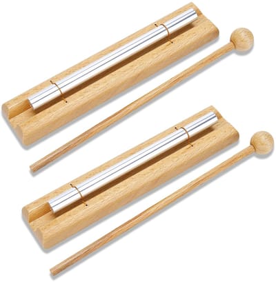Dailygoods- Klanksak 2 Stuks - Houten Gong met 1 Toon - Klankstaaf voor Muzikale Opvoeding - Cadeau voor Yoga/Meditatie - Robuust en Duurzaam - Helder Geluid