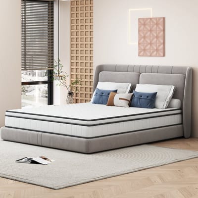 Matras 140 x 200 cm met pocketvering, H2 medium hardheid, massieve vering, wit (hoogte 25 cm)