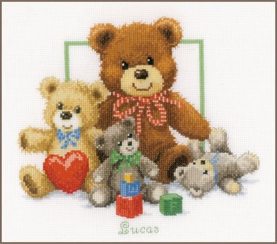 Vervaco - Telpakket kit - Geboorte - Knuffelberen - PN-0143737 - Borduren - Borduurpakket - Borduurpakket geboorte - Borduurpakket volwassenen