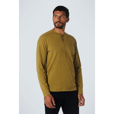 No Excess T-shirt Long Sleeve Granddad Melange Olive Maat: XL | Longsleeves Outlet | Heren | Groen