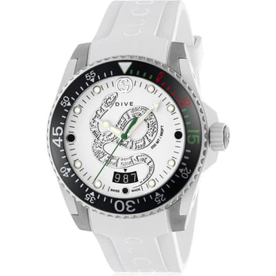 Gucci YA136330 Dive White Snake Motif Dial Herenhorloge