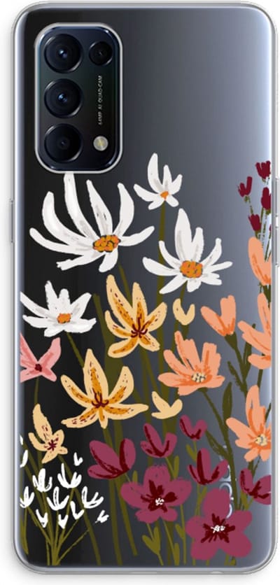 Case Company® - Hoesje geschikt voor Oppo Find X3 Lite hoesje - Painted wildflowers - Soft Cover Telefoonhoesje - Bescherming aan alle Kanten en Schermrand