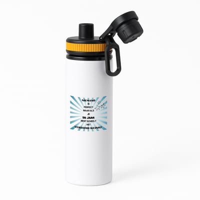 Hacebo® - 50 jaar Sarah en Abraham cadeau - waterfles met draaidop oranje - Hoera 50 jaar - met opdruk - hoera 50 jaar - Jubileum man en vrouw - Jarig - Grappige tekst - water fles - 850ML