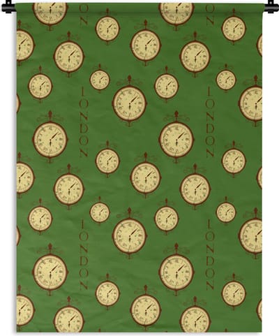 Wandkleed - Wanddoek - Londen - Vintage - Klok - Patroon - 150x200 cm - Wandtapijt