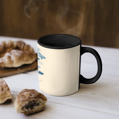Magische Mok - Foto op Warmte Mokken - Koffiemok - Vissen - Minimalistisch - Blauw - Magic Mok - Beker - 350 ML - Theemok